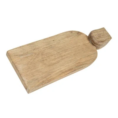 Storied Home Large Hand-carved Mango Wood Cheese Slicer And Cutting Board With Face Handle Design An In Brown
