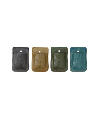 Storied Home Large Pocket Terracotta Wall Planter Set Of 4 Colors In Multicolored