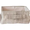 Storied Home Large Rectangular Hemp Fiber And Metal Bin With Cotton Canvas Lining And Handle In Neutral