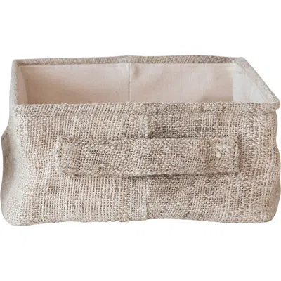 Storied Home Large Rectangular Hemp Fiber And Metal Bin With Cotton Canvas Lining And Handle In Neutral