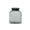 Storied Home Large Square Glass Jar With Lid In Black