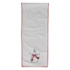 Storied Home Linen Printed Table Runner With Embroidered Snowman And Bird Image, Applique And Pom Po In White