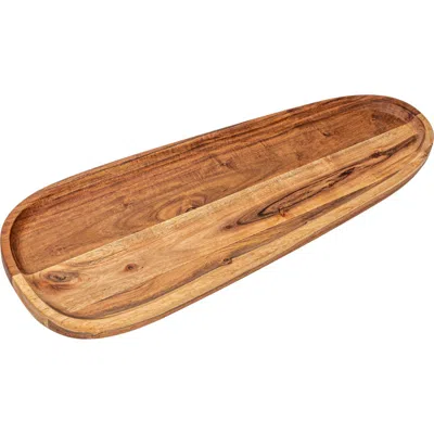 Storied Home Long Acacia Wood Oval Serving Tray In Brown