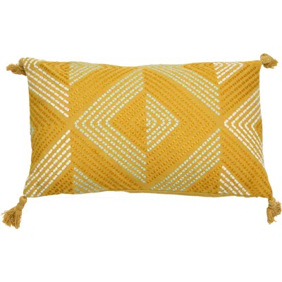Storied Home Lumbar Pillow With Tassels In Yellow