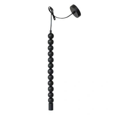 Storied Home Mango Wood Bead Drop Pendant Lamp, Black