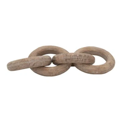 Storied Home Mango Wood Carved Chain, 4 Rings In Brown