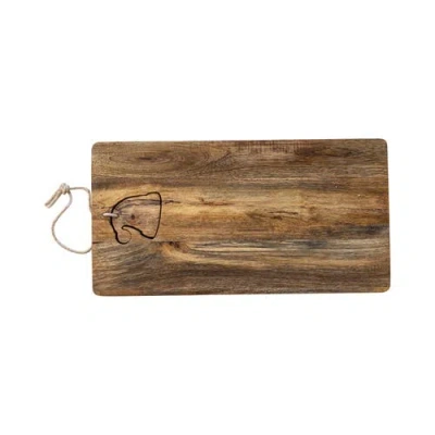 Storied Home Mango Wood Cheese And Cutting Board With Santa Hat Cut-out, Jute Tie, And Santa Hat Blo In Brown