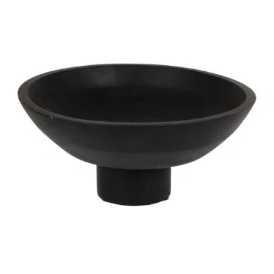 Storied Home Mango Wood Footed Bowl, Black Finish