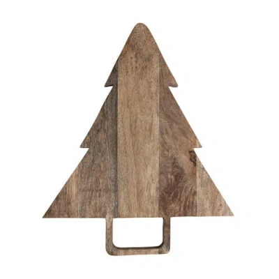 Storied Home Mango Wood Tree-shaped Cheese/cutting Board With Handle, Natural In Brown