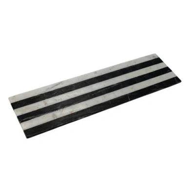 Storied Home Marble Cheese And Serving Board With Stripes In Black