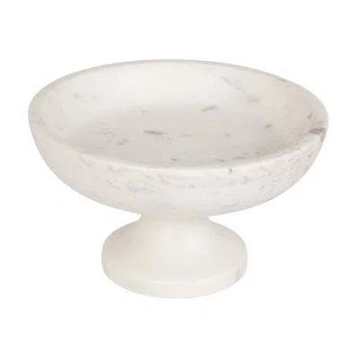 Storied Home Marble Footed Bowl, White