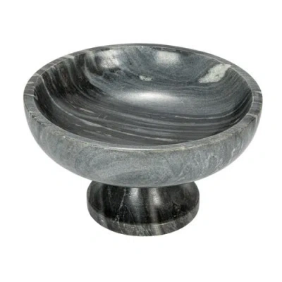 Storied Home Marble Footed Pedestal Bowl In Gray