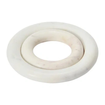 Storied Home Marble Trivets For Dining Table, Set Of 2 In White