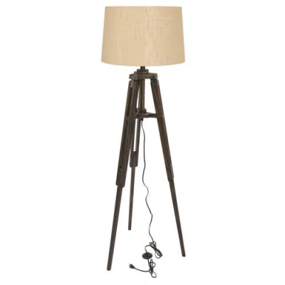 Storied Home Mariner Wood Tripod Lamp For Room, Brown And Natural