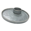 Storied Home Matte Stoneware Serving Plate And Small Dish Set In Gray