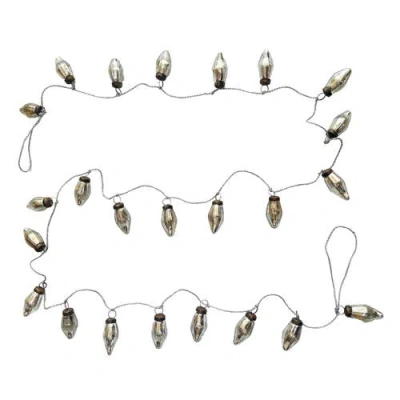 Storied Home Mercury Glass Ornament Garland With Silver Cord, Silver Finish