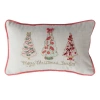 Storied Home "merry Christmas Darling" Printed Lumbar Pillow With Christmas Trees, Embroidery, Pipin In Multi