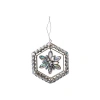 Storied Home Metal And Acrylic Jewel Snowflake Ornament With Hexagon Frame, Silver Finish In Silver