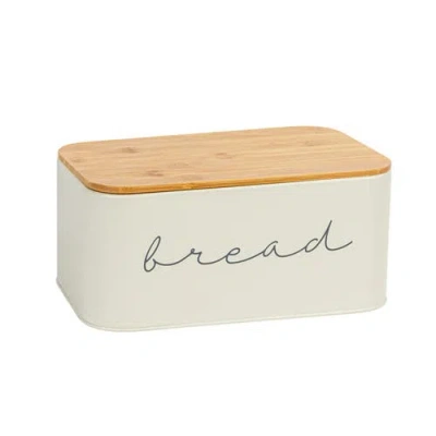 Storied Home Metal "bread" Bin With Wood Lid In Multi