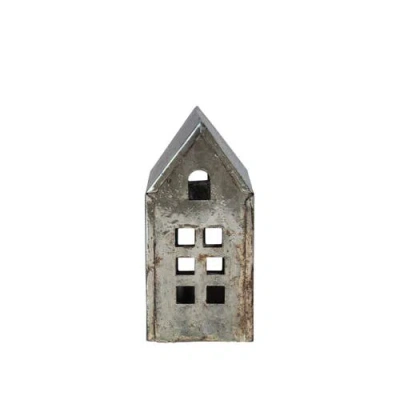Storied Home Metal House, Pewter Finish In Gray