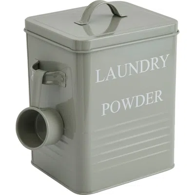 Storied Home Metal Laundry Powder Container With Lid And Scoop, Grey In Gray