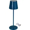 Storied Home Metal Led Rechargeable Table Lamp With Touch Sensor, Navy Blue In Blue