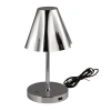 Storied Home Metal Led Rechargeable Table Lamp With Touch Sensor, Silver Finish In Metallic