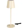 Storied Home Metal Led Rechargeable Table Lamp With Touch Sensor, White In Gold
