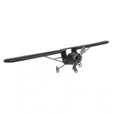 Storied Home Metal Plane Wall Decor, Distressed Black