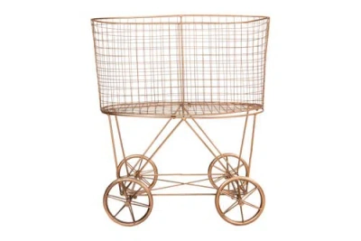 Storied Home Metal Rolling Laundry Cart With Rack, Copper In Brown