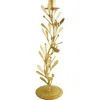 Storied Home Metal Taper Candleholder With Leaves And Berries, Distressed Pewter Finish In Gold
