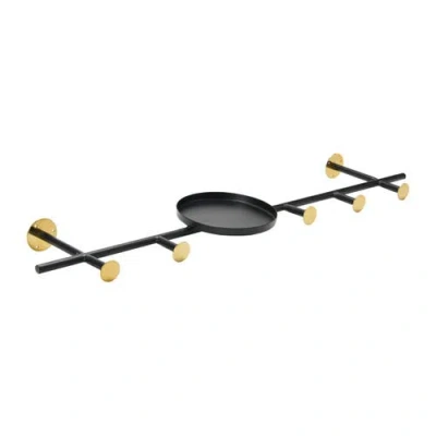 Storied Home Metal Wall Hook With 1 Shelf & 5 Hooks In Black