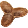 Storied Home Modern Acacia Wood Appetizer Bowl With 3 Compartments In Brown