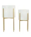Storied Home Modern Boho Embossed Metal Planters With Stands In White