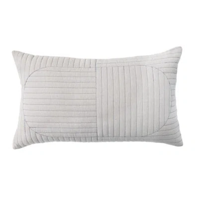 Storied Home Modern Chambray Quilted Lumbar Pillow Cover In White