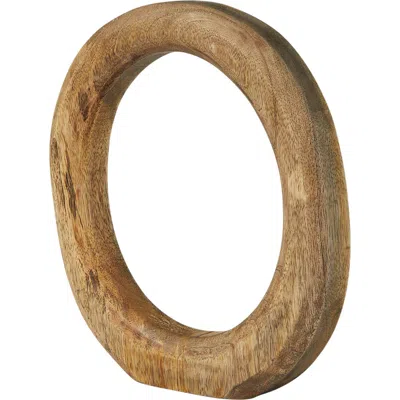 Storied Home Modern Decorative Carved Wood Standing Circle In Brown
