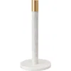 Storied Home Modern Marble Paper Towel Holder With Brass Accent Band, White In White