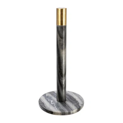 Storied Home Modern Marble Paper Towel Holder With Brass Detail In Black
