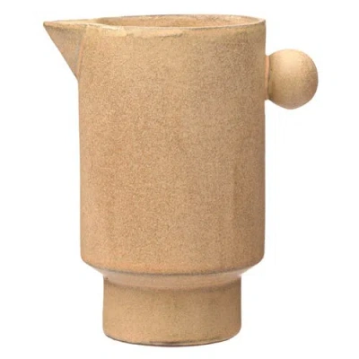 Storied Home Modern Small Stoneware Pitcher Or Vase, Putty Brown In Nude