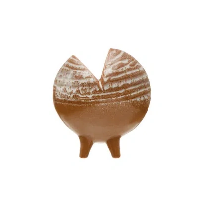 Storied Home Modern Stoneware Footed Pod Vase, Multicolor In Brown