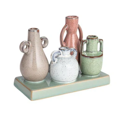 Storied Home Mounted Vases On Base In Multi