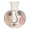 Storied Home Multi Color Hand-painted W/ Face Stoneware Vase In White