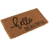 Storied Home Natural Coir Doormat With "hello Beautiful" Message In Brown