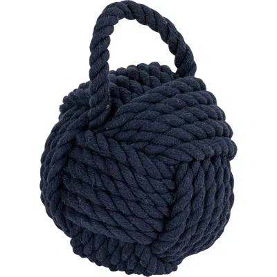 Storied Home Nautical Rope Knot Decorative Cotton Door Stop, Navy Blue In Multi