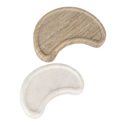 Storied Home Nestable Marble Kidney Shaped Trays In Multi