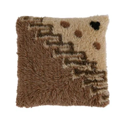 Storied Home New Zealand Wool Tufted Pillow In Brown