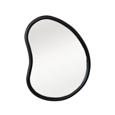 Storied Home Oblong Mango Wood Framed Wall Mirror In Black