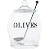 Storied Home "olive" Jar With Lid & Slotted Spoon In Transparent