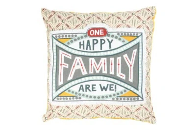 Storied Home "one Happy Family Are We!" Pillow With Solid Back In Yellow