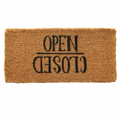 Storied Home "open/closed" Natural Coir Doormat In Brown